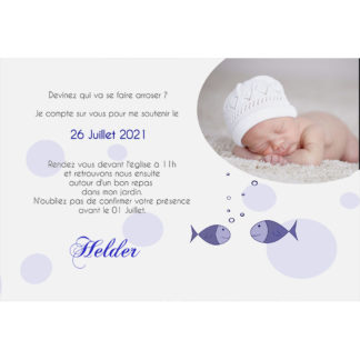 Faire part de baptême magnet Helder