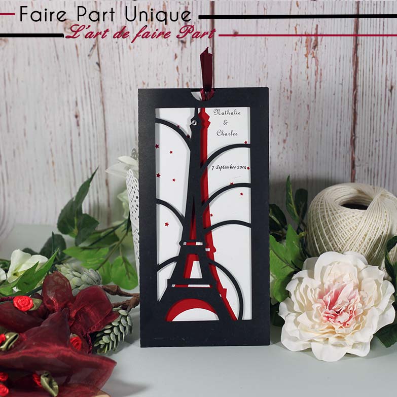 Faire-part pochette thème paris