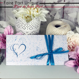 Faire part romantique coeur bleu