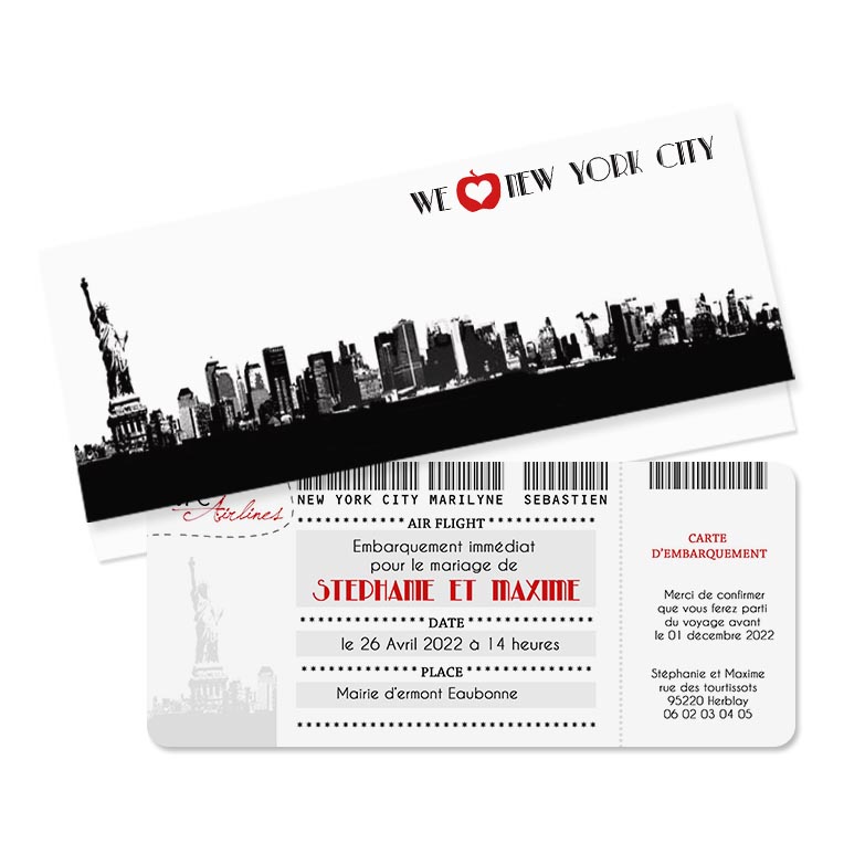 Faire-part billet d'avion New York