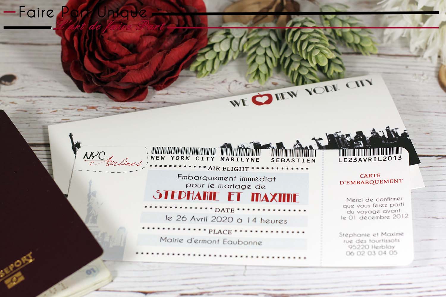 Faire-part billet d'avion New York – Image 2