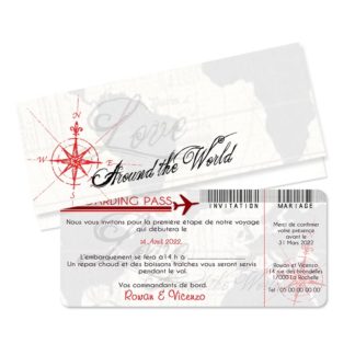 Faire-part billet d'avion "around the world"