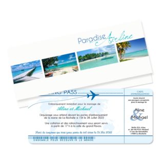 Faire-part billet d'avion Thème Caraibes
