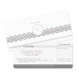 Faire-part billet avion rétro chic