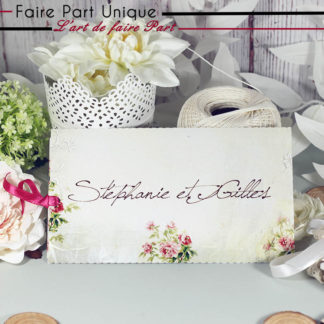 Faire part pochette romantique