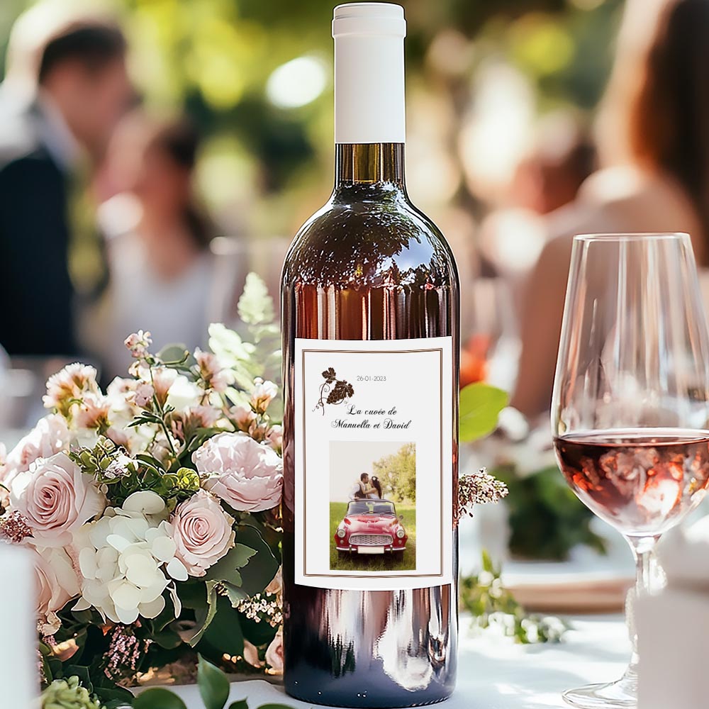 Etiquette bouteille de vin personnalisée ( modèle 4) vendu par planche de 4 étiquettes