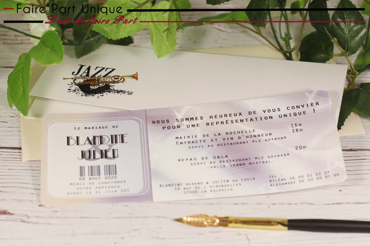 Faire-part billet de spectacle Blandine et Julien – Image 2