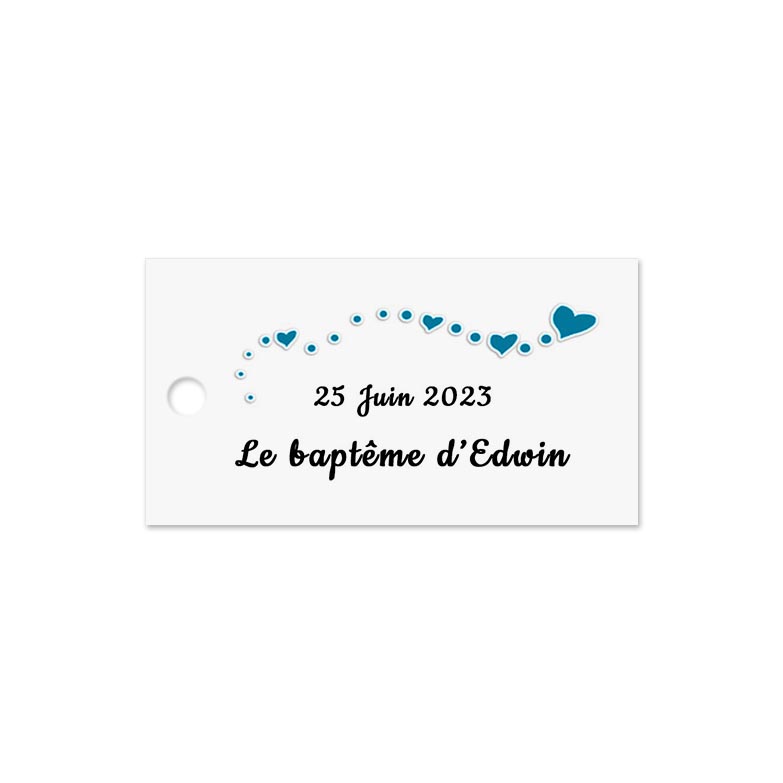 Etiquette à dragée coeur bleu