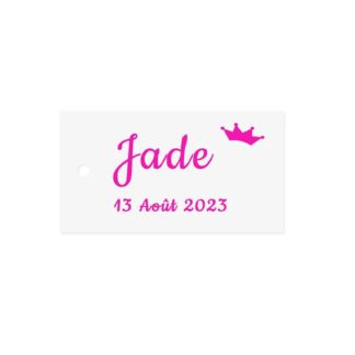 Etiquette à dragée  couronne fushia