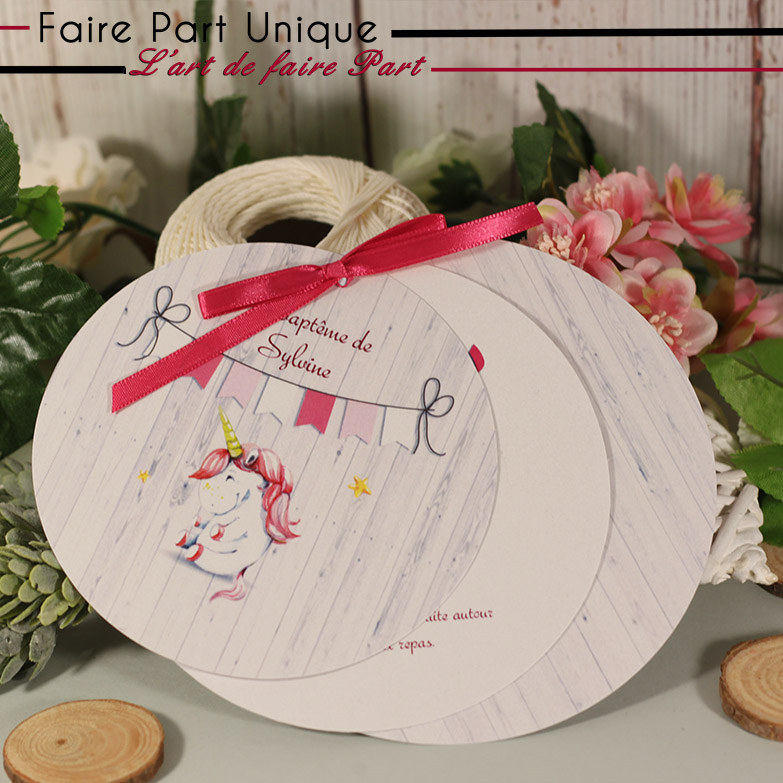 Faire-part de baptême rond Sylvine – Image 2
