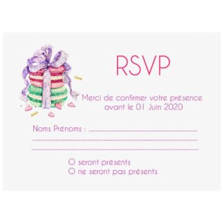 Carte RSVP "les petits macarons d'amour"
