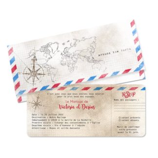 Faire-part billet d'avion "love the world"