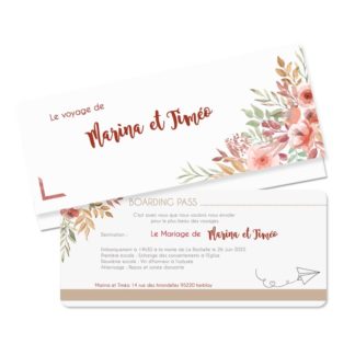 Faire-part billet d'avion "So romantic"