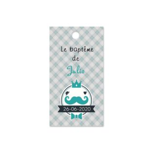 Etiquette à dragée baptême moustache