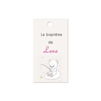 Etiquette à dragée - ourson - nuage