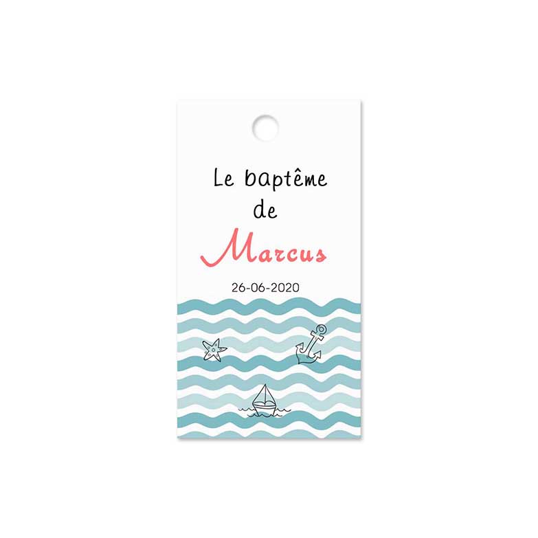 Etiquette à dragée - Thème marin