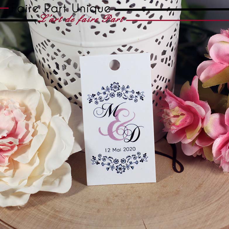 Etiquette à dragée - Fleur noire élégante – Image 2