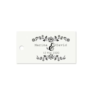 Etiquette à dragée - Petite fleur doodle noir