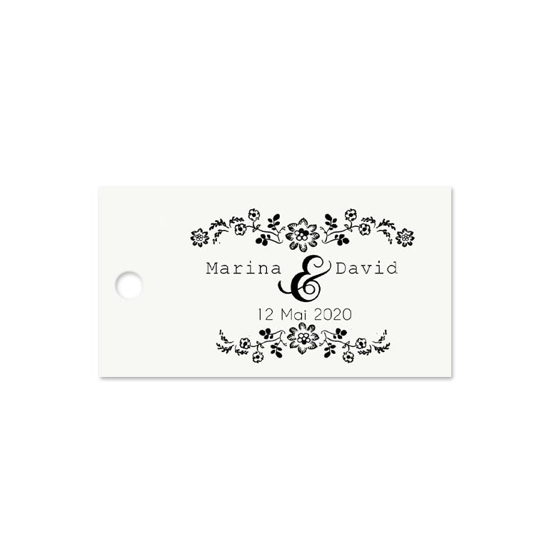 Etiquette à dragée - Petite fleur doodle noir