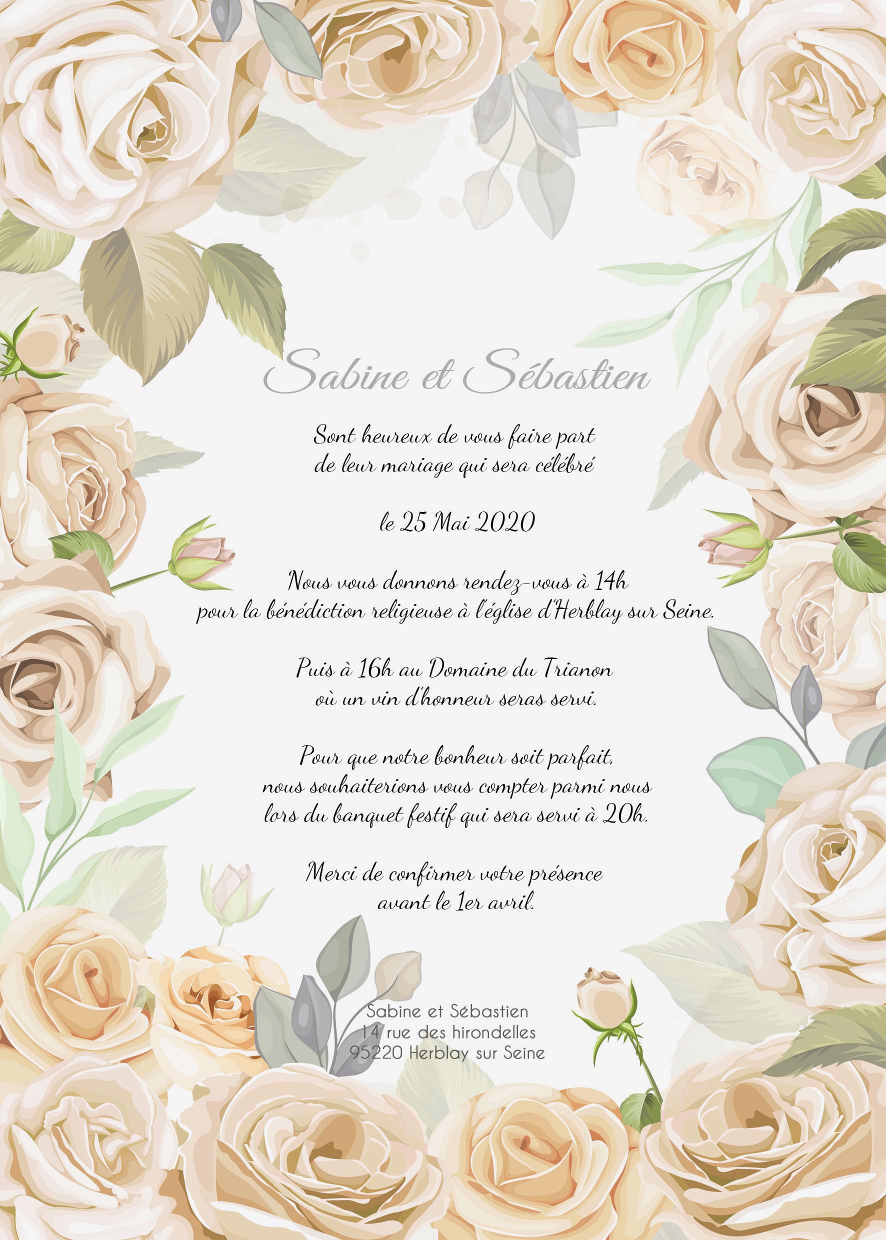 Faire-part de mariage - Rose pastel vintage – Image 2