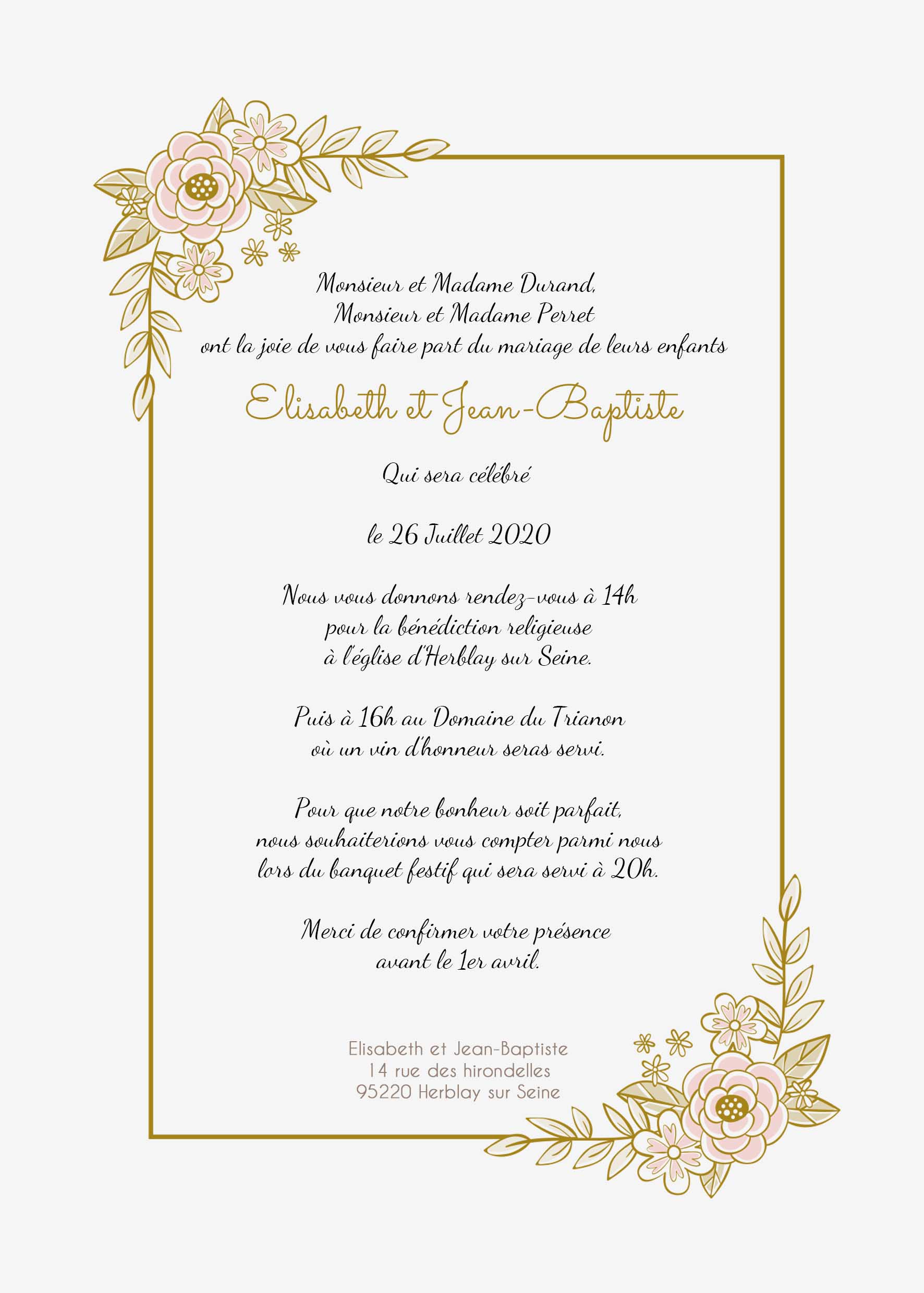 Faire part de mariage - Cadre pur et champêtre – Image 2