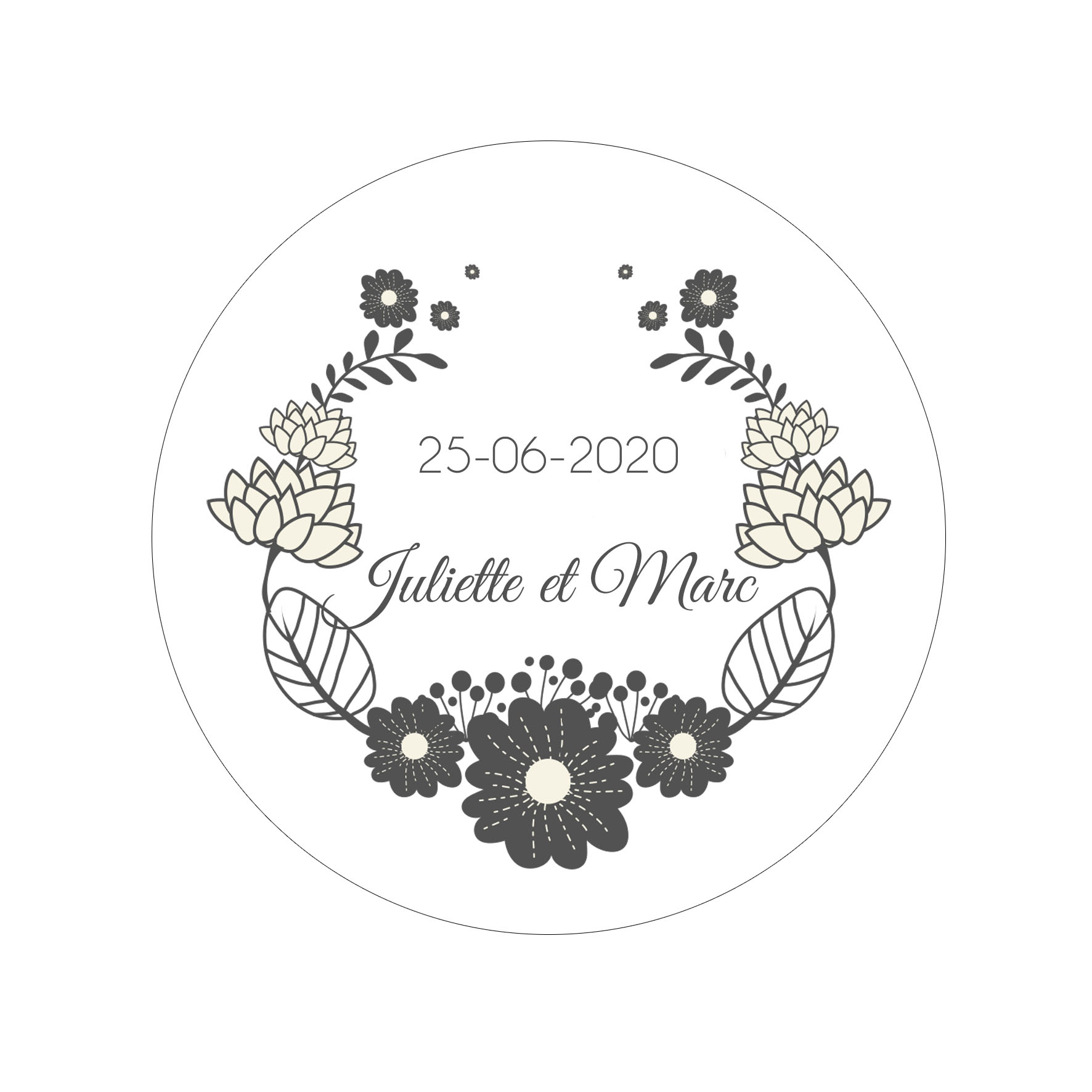 Etiquette adhésive - cercle floral (lot de 24 étiquettes)