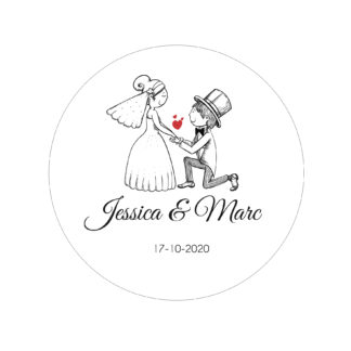 Étiquette adhésive – Petit couple marié ( lot de 24 étiquettes )