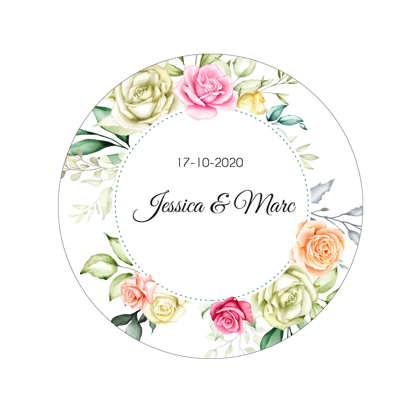 Étiquette adhésive – Jolies fleurs roses ( lot de 24 étiquettes )