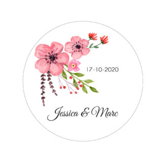 Étiquette adhésive – Fleur rose ( lot de 24 étiquettes )