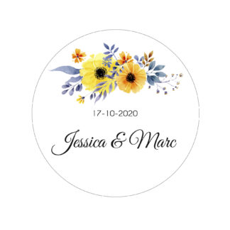 Étiquette adhésive – Fleurs champêtres jaunes ( lot de 24 étiquettes )