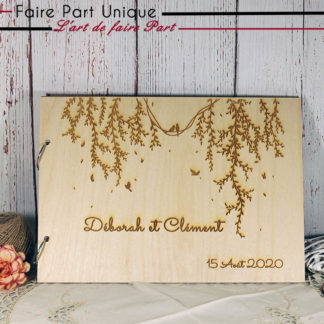 Livre d'or en bois -  Branche arbre romantique
