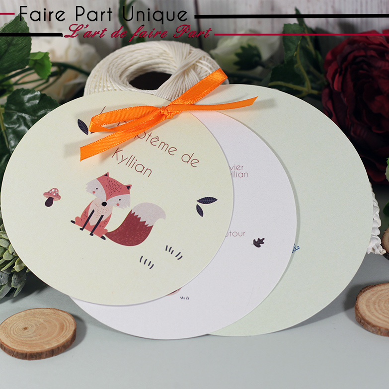 Faire-part de baptême rond "Dans les bois" – Image 2