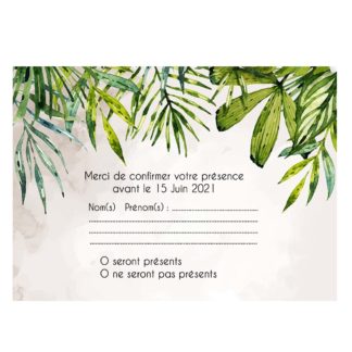 Carte RSVP  – Tropical et fleurs de frangipanier