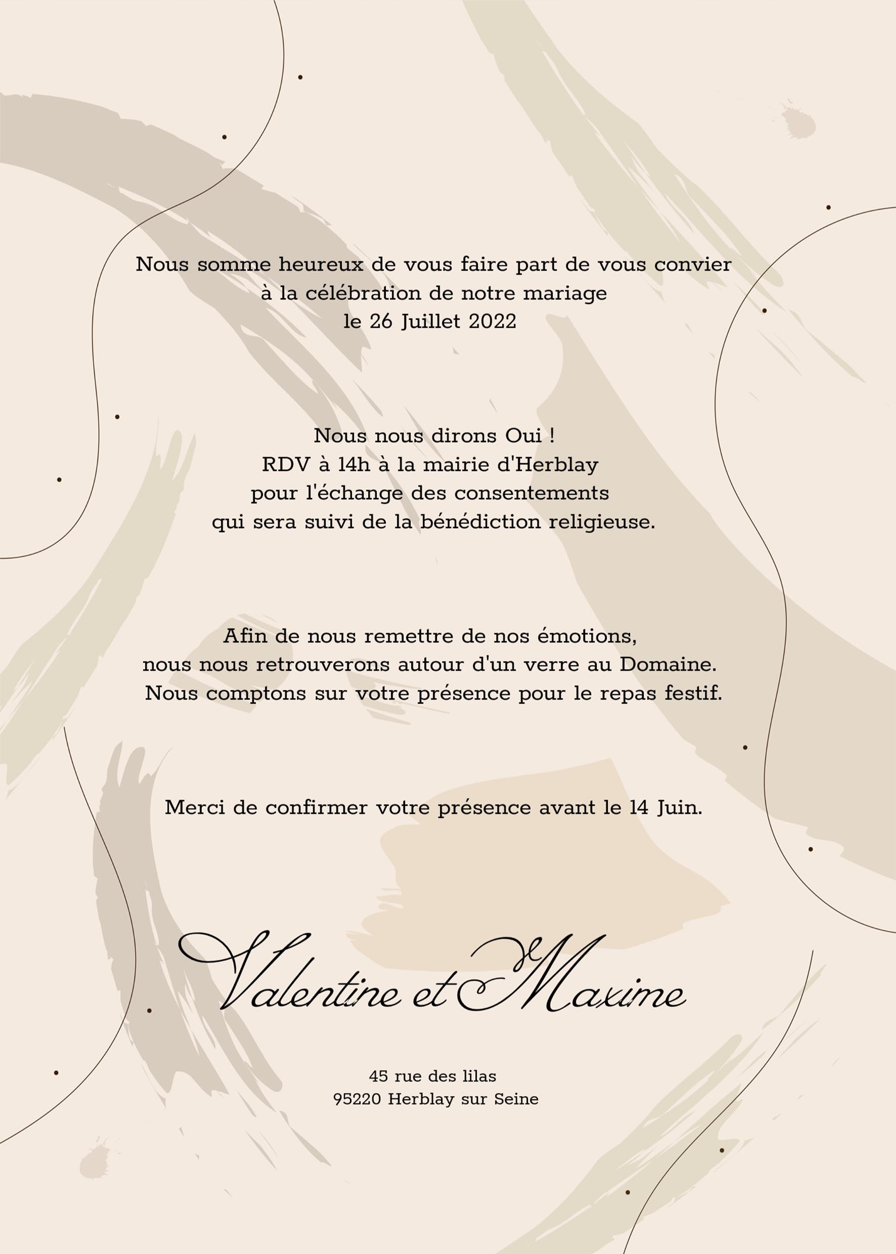 Faire-part de mariage - Moderne fond lin – Image 2