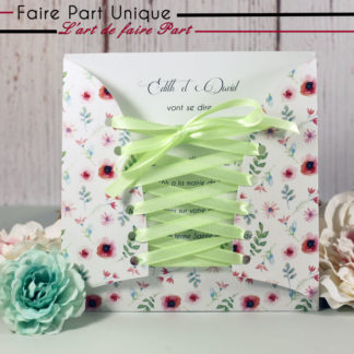 Faire-part pochette cabaret champêtre - Brin et coquelicots
