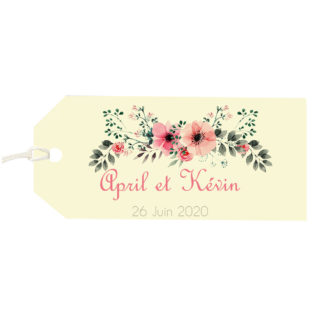 Etiquette à bagage - Esprit floral rose