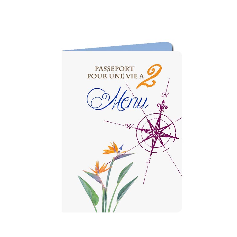 Carte menu passeport Oiseau du paradis