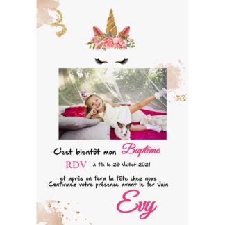 Faire-part de baptême magnet Evy