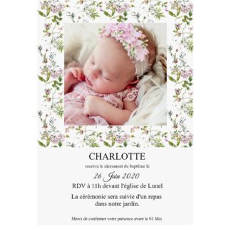 Faire-part de baptême magnet - Sweet liberty