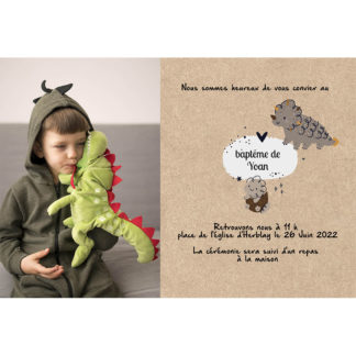 Faire-part de baptême magnet "Dinosaurus"