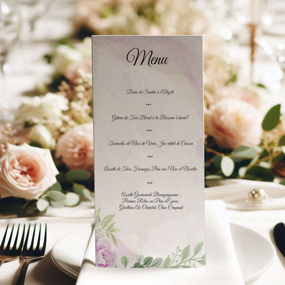 Carte menu - Floral aquarelle violet – Image 2