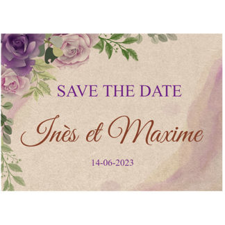 Magnet save the date  - Floral aquarelle violet
