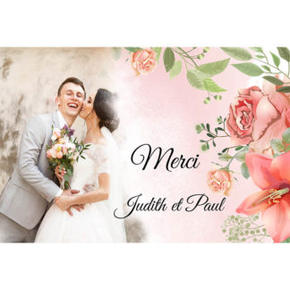 Carte de remerciement - Floral rose aquarelle