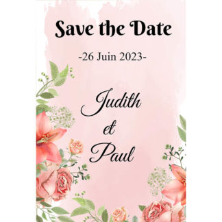 Magnet save the date  - Floral rose aquarelle