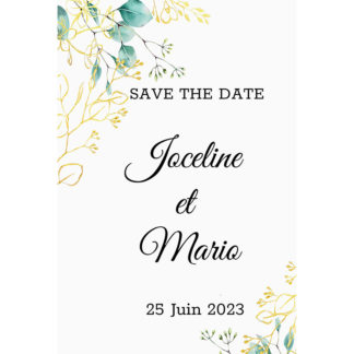 Magnet save the date  - Style bleu doré
