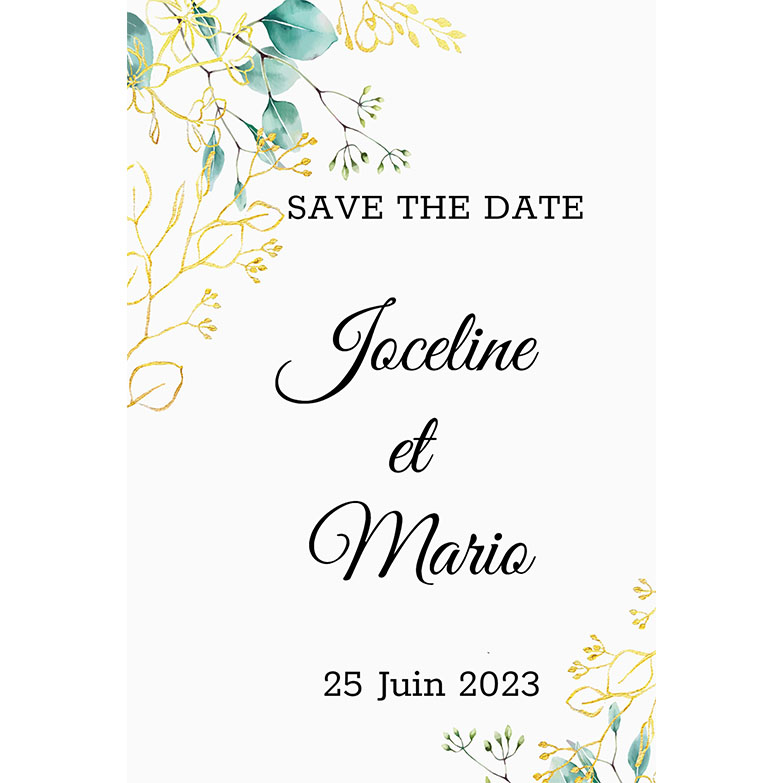 Magnet save the date - Style bleu doré