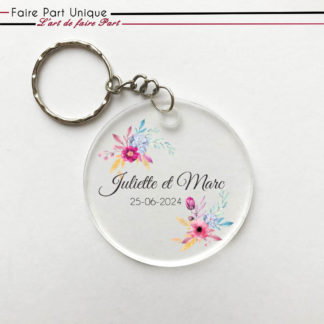 Porte-clés en plexiglass - Esprit floral