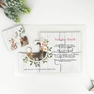Faire-part puzzle mariage - Douceur romantique