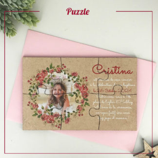 Faire-part de baptême puzzle