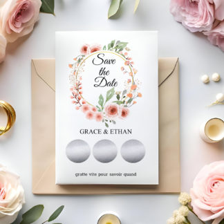 Save the date – Faire part à gratter – Eclat végétal - Sérénité florale